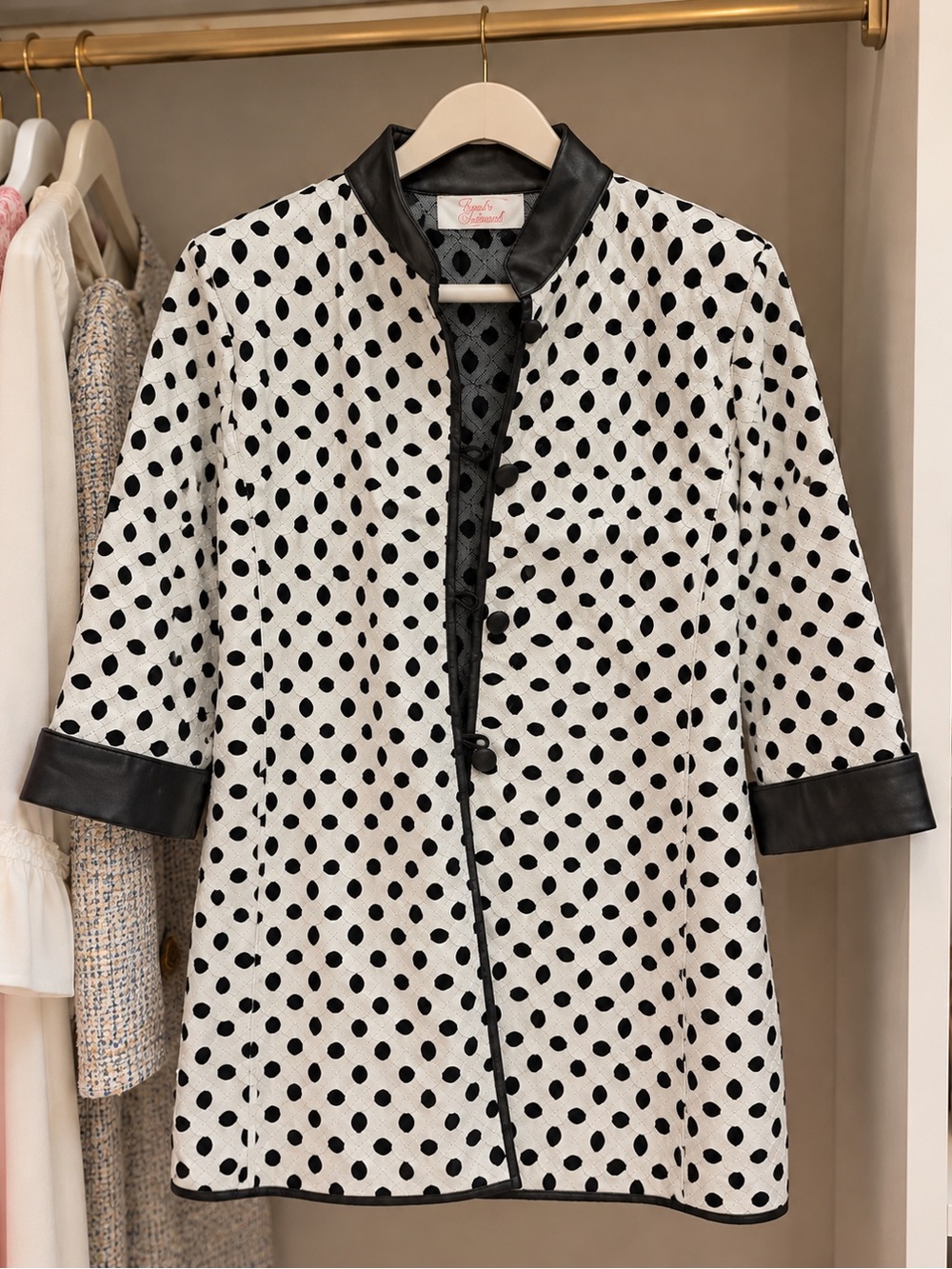 Vintage Bard’s of Savannah Black & White Eyelet Jacket Faux Leather Trim